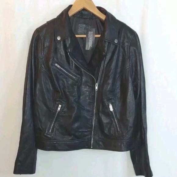 American Leather Co. Sz 16 Soft Leather Moto Jacket Black QVC Retail $319 - Picture 2 of 15